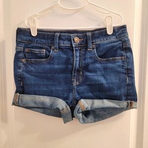 American Eagle Ne(x)t Level Stretch Blue Cotton Cuff Jean Shorts Size 4